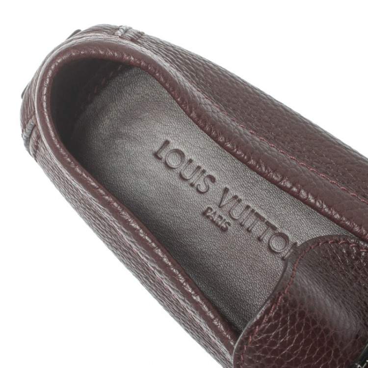 Pre Owned Louis Vuitton Burgundy Leather Hockenheim Loafers Size 41.5