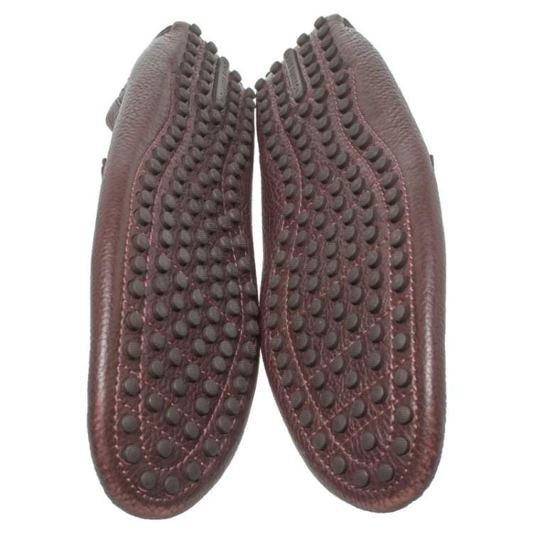 Pre Owned Louis Vuitton Burgundy Leather Hockenheim Loafers Size 41.5