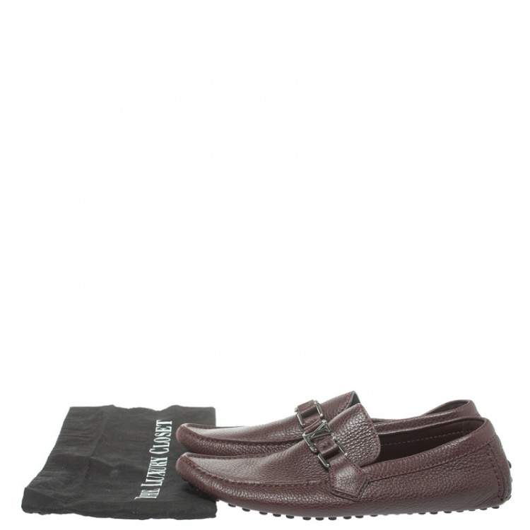 Pre Owned Louis Vuitton Burgundy Leather Hockenheim Loafers Size 41.5