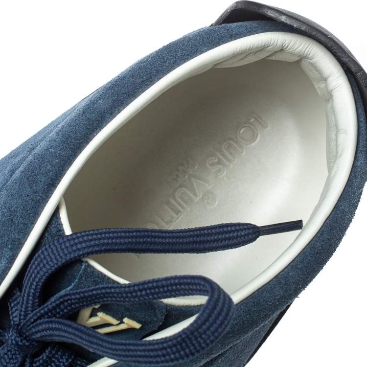 مملوكة مسبقًا Louis Vuittion Blue/Black Suede and Leather Fuselage High Top Sneakers Size 44.5