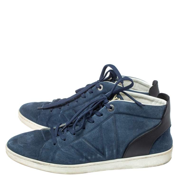 مملوكة مسبقًا Louis Vuittion Blue/Black Suede and Leather Fuselage High Top Sneakers Size 44.5