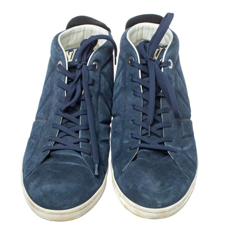 مملوكة مسبقًا Louis Vuittion Blue/Black Suede and Leather Fuselage High Top Sneakers Size 44.5