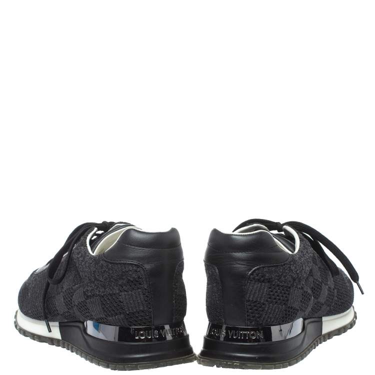 Pre Owned Louis Vuitton Black Damier Knit and Leather Run Away Sneakers Size 41