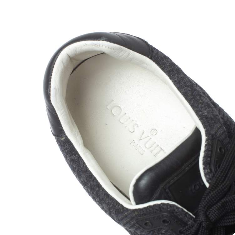 Pre Owned Louis Vuitton Black Damier Knit and Leather Run Away Sneakers Size 41