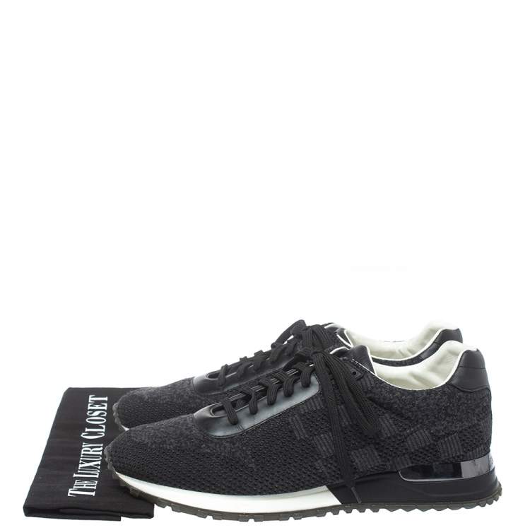 Pre Owned Louis Vuitton Black Damier Knit and Leather Run Away Sneakers Size 41