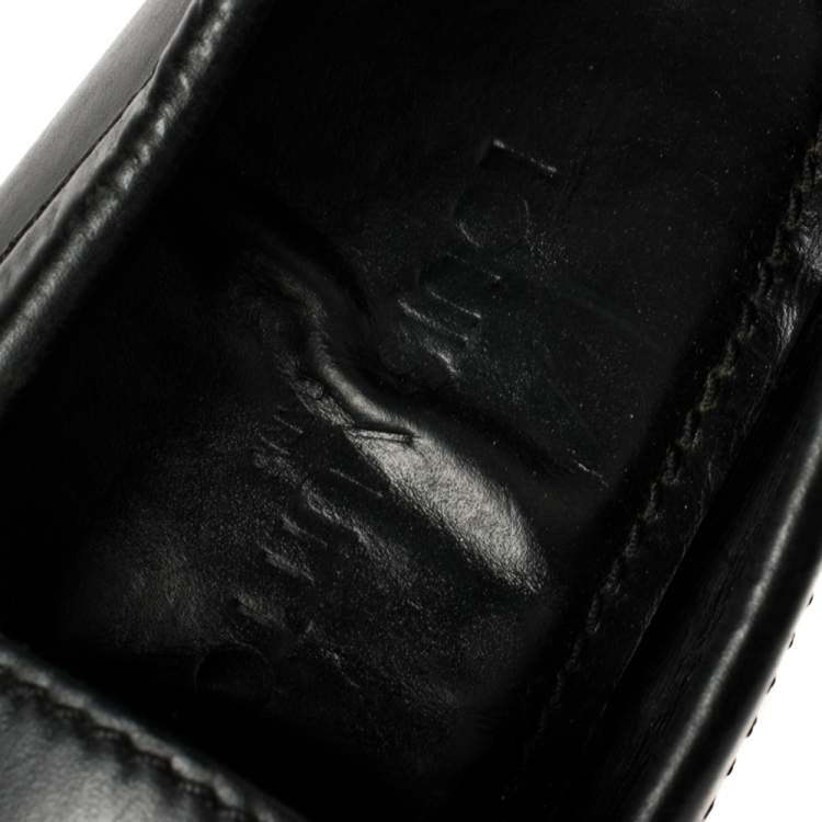 Pre Owned Louis Vuitton Black Glossy Leather Montaigne Moccasins Size 39.5