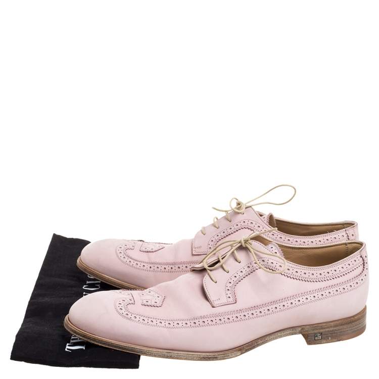 Pre Owned Louis Vuitton Pink Brogue Nubuck Leather Melrose Derby Size 43
