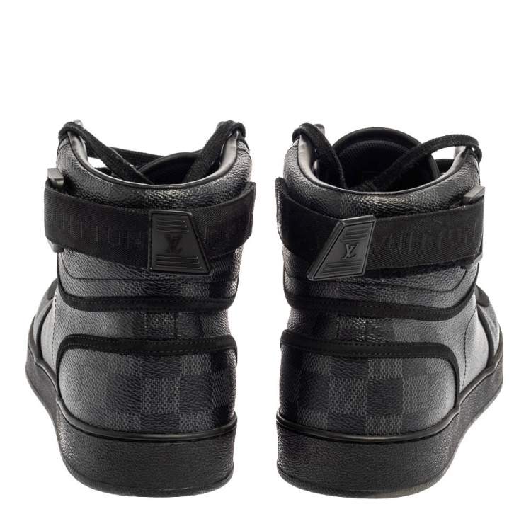 Pre Owned Louis Vuitton Grey/Black Damier Graphite Canvas Rivoli High Top Sneakers Size 42