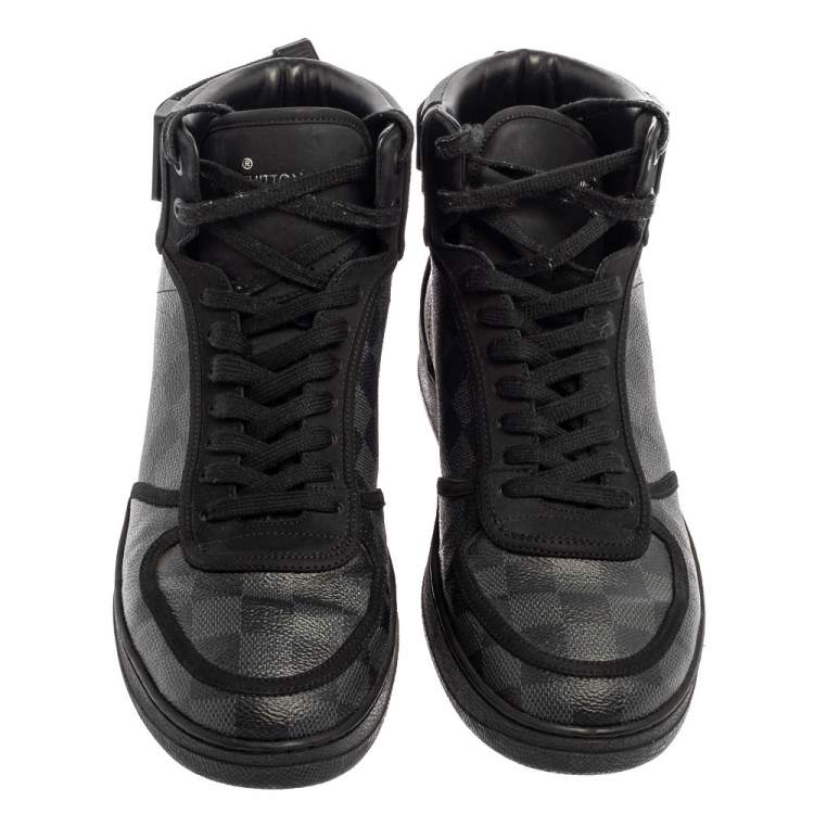 Pre Owned Louis Vuitton Grey/Black Damier Graphite Canvas Rivoli High Top Sneakers Size 42