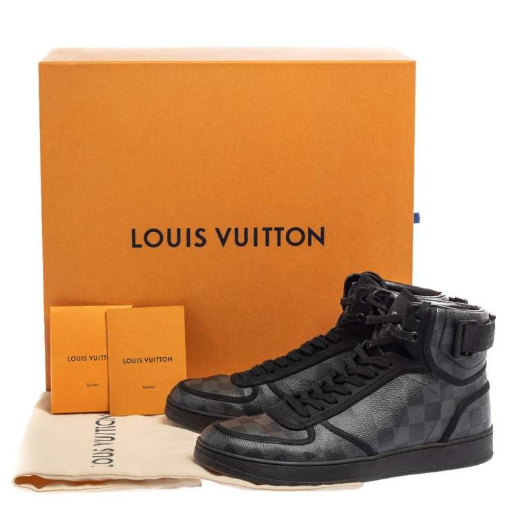 Pre Owned Louis Vuitton Grey/Black Damier Graphite Canvas Rivoli High Top Sneakers Size 42