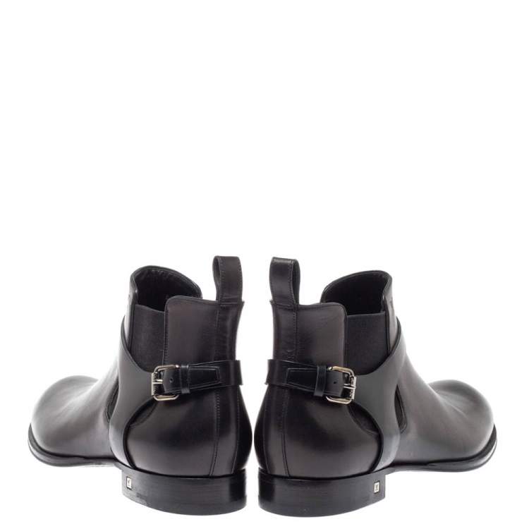 Pre Owned Louis Vuitton Black Leather Greenwich Ankle Boots Size 42.5