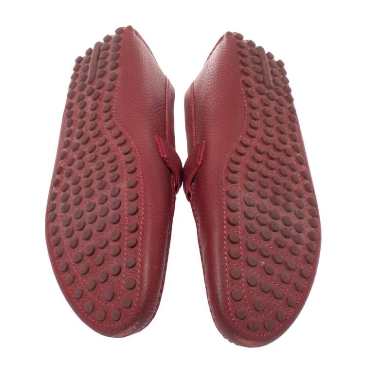 Pre Owned Louis Vuitton Red Leather Hockenheim Slip On Loafers Size 43