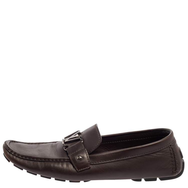Pre Owned Louis Vuitton Brown Leather Monte Carlo Loafers  Size 46