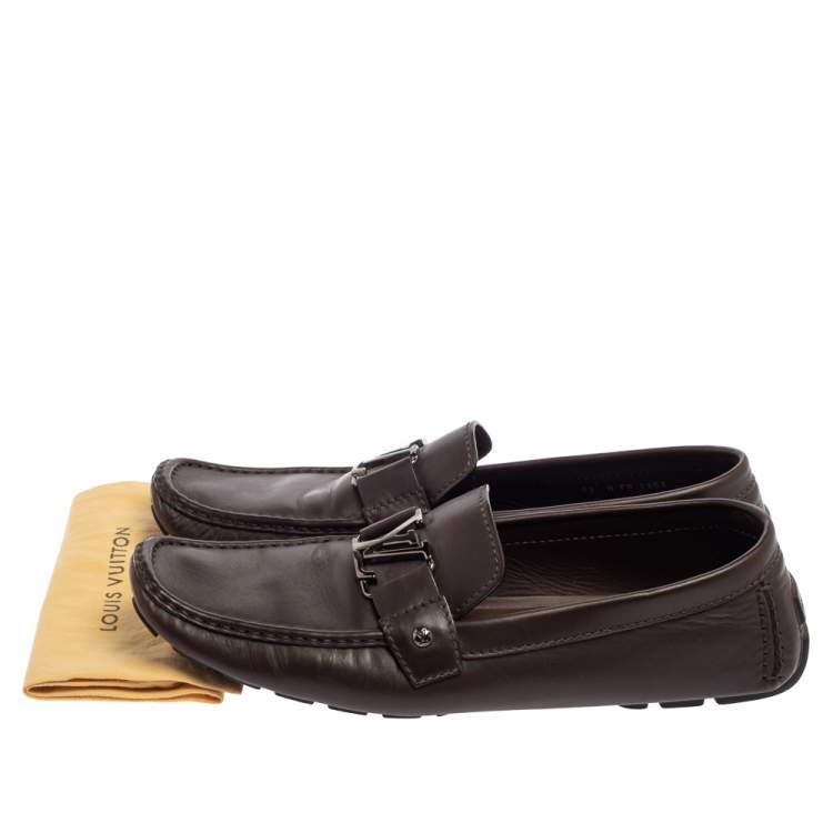 Pre Owned Louis Vuitton Brown Leather Monte Carlo Loafers  Size 46