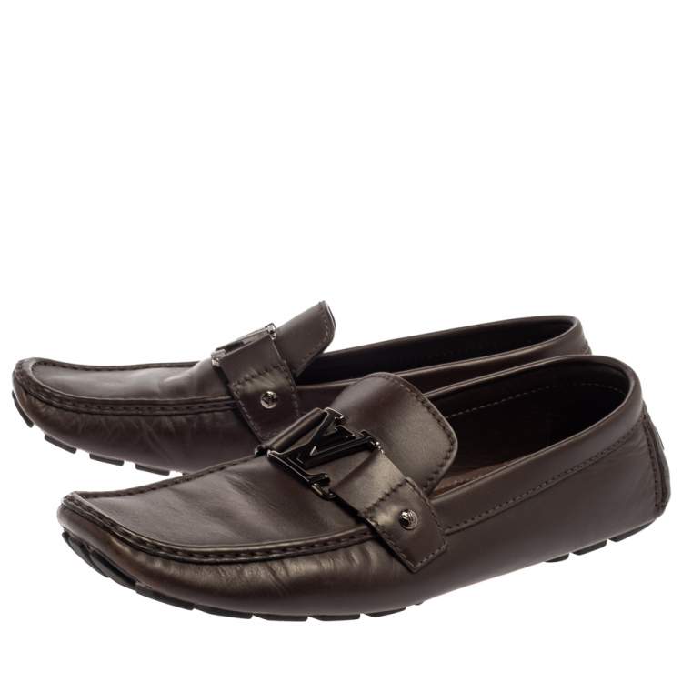 Pre Owned Louis Vuitton Brown Leather Monte Carlo Loafers  Size 46