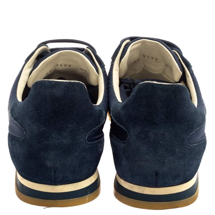 Pre Owned Louis Vuitton Blue Suede And Nylon Trainers Low Top Sneakers Size 39.5