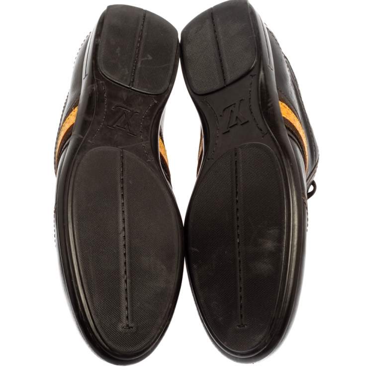 Pre Owned Louis Vuitton Brown Leather Low Top Sneakers Size 41.5