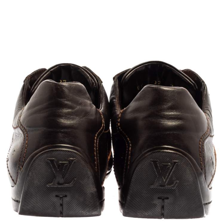 Pre Owned Louis Vuitton Brown Leather Low Top Sneakers Size 41.5
