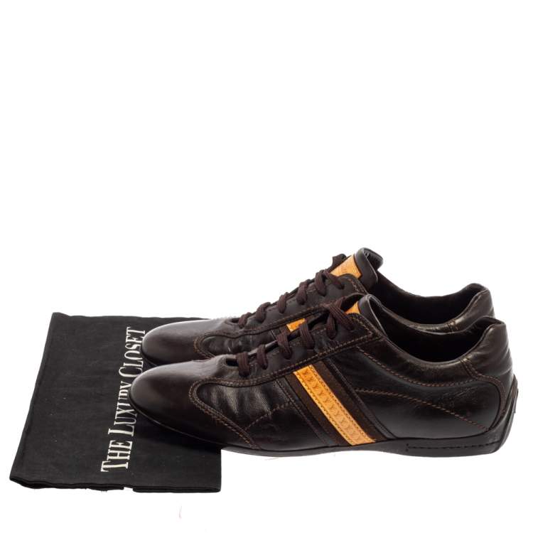 Pre Owned Louis Vuitton Brown Leather Low Top Sneakers Size 41.5