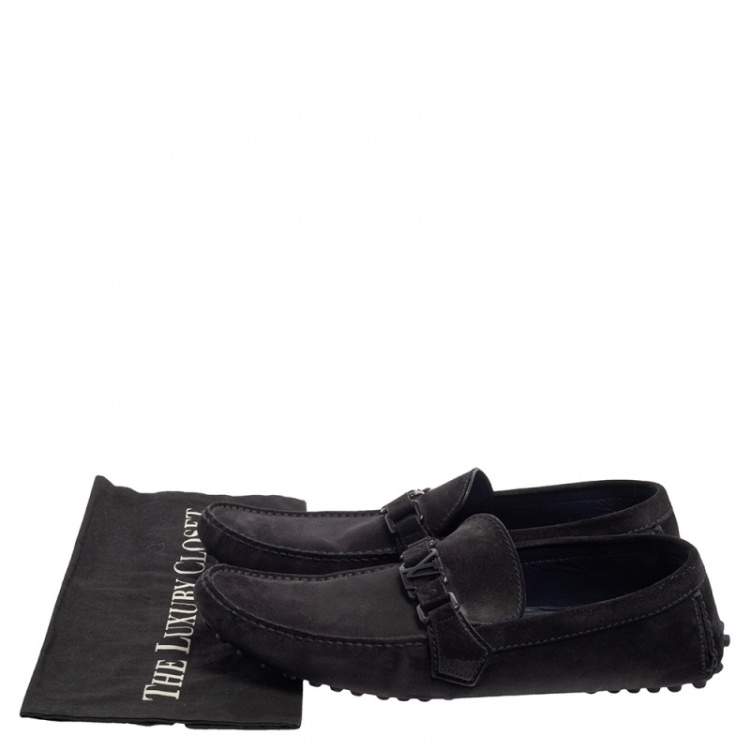 Pre Owned Louis Vuitton Navy Blue Suede Hockenheim Loafers Size 43