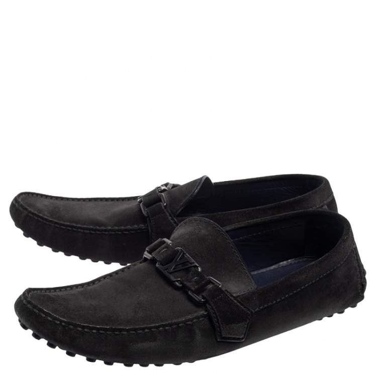 Pre Owned Louis Vuitton Navy Blue Suede Hockenheim Loafers Size 43