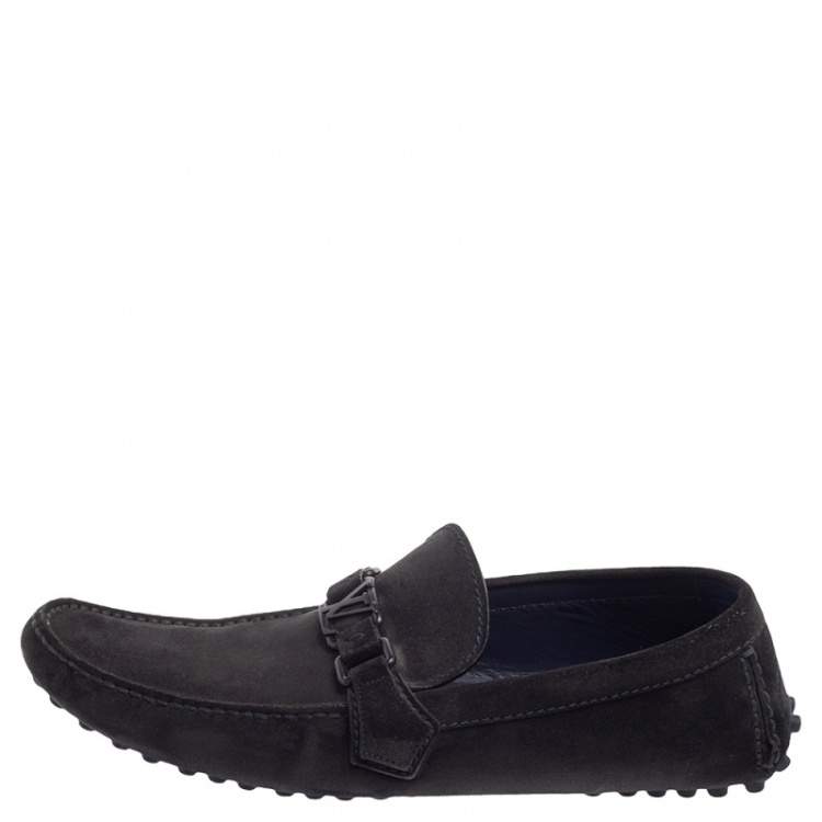 Pre Owned Louis Vuitton Navy Blue Suede Hockenheim Loafers Size 43