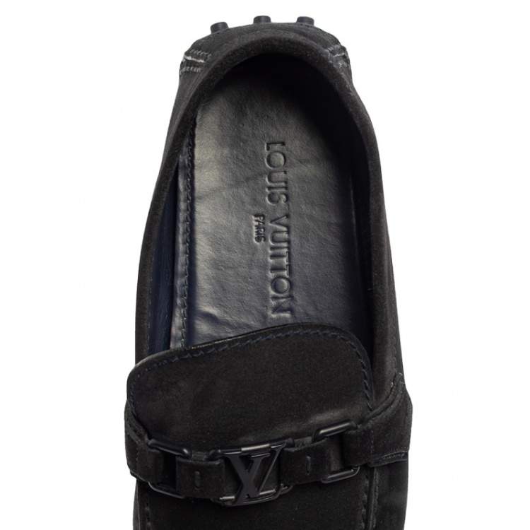 Pre Owned Louis Vuitton Navy Blue Suede Hockenheim Loafers Size 43
