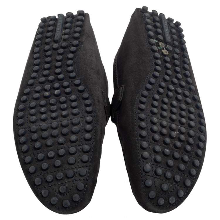 Pre Owned Louis Vuitton Navy Blue Suede Hockenheim Loafers Size 43