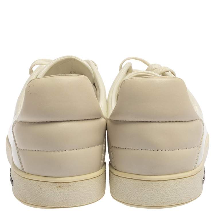Pre Owned Louis Vuitton White Embossed Leather Frontrow Low-Top Sneaker Size 42.5