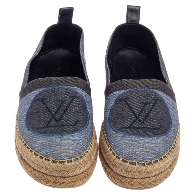 Pre Owned Louis Vuitton Blue Denim Logo Espadrille Sneakers Size 41
