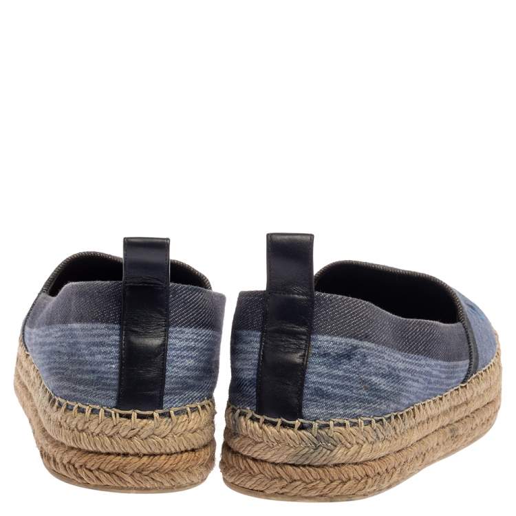 Pre Owned Louis Vuitton Blue Denim Logo Espadrille Sneakers Size 41