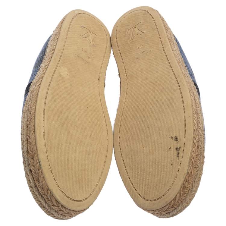 Pre Owned Louis Vuitton Blue Denim Logo Espadrille Sneakers Size 41
