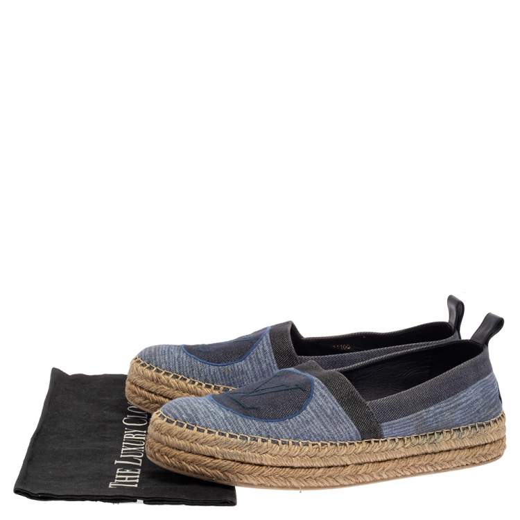 Pre Owned Louis Vuitton Blue Denim Logo Espadrille Sneakers Size 41