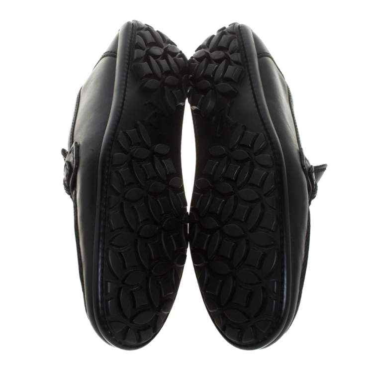 Pre Owned Louis Vuitton Black Leather Slip On Loafers Size 42.5