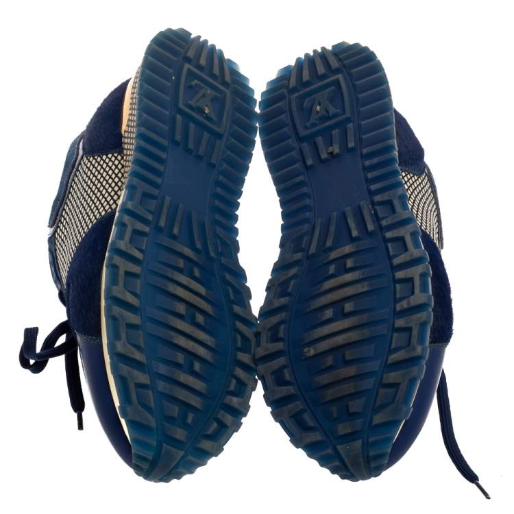 Pre Owned Louis Vuitton Two Tone Fabric, Calfhair and Leather Run Away Sneakers Size 37.5