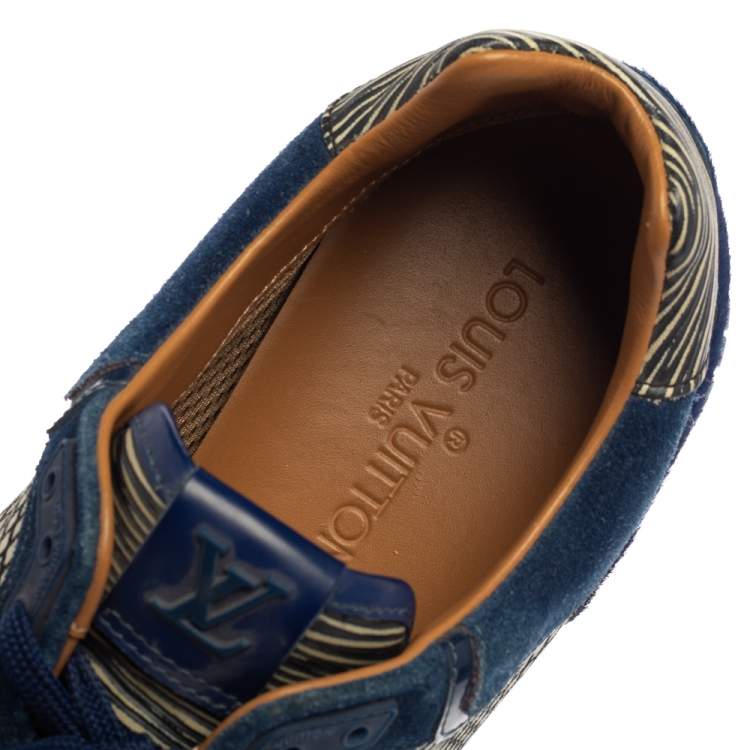 Pre Owned Louis Vuitton Two Tone Fabric, Calfhair and Leather Run Away Sneakers Size 37.5