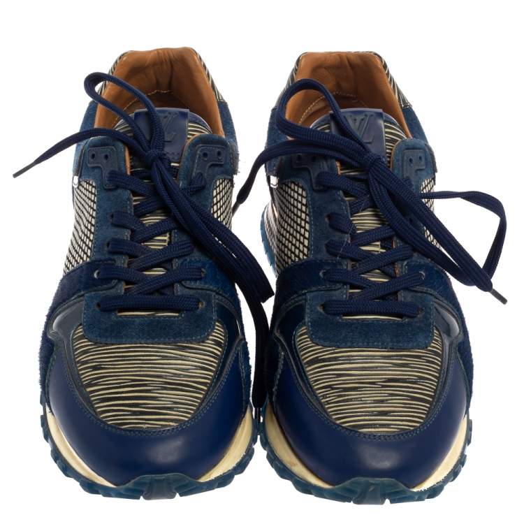 Pre Owned Louis Vuitton Two Tone Fabric, Calfhair and Leather Run Away Sneakers Size 37.5