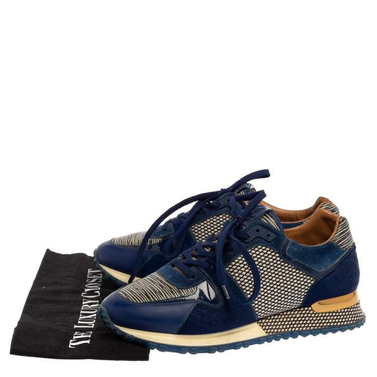 Pre Owned Louis Vuitton Two Tone Fabric, Calfhair and Leather Run Away Sneakers Size 37.5