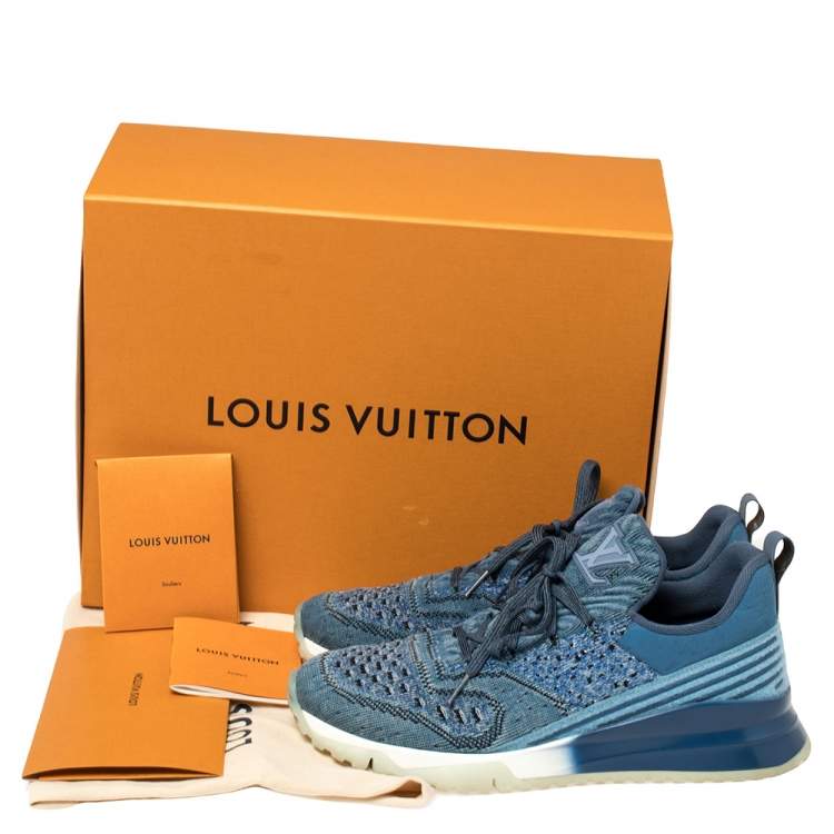 Pre Owned Louis Vuitton Blue Knit Fabric VNR Sneakers Size 41.5