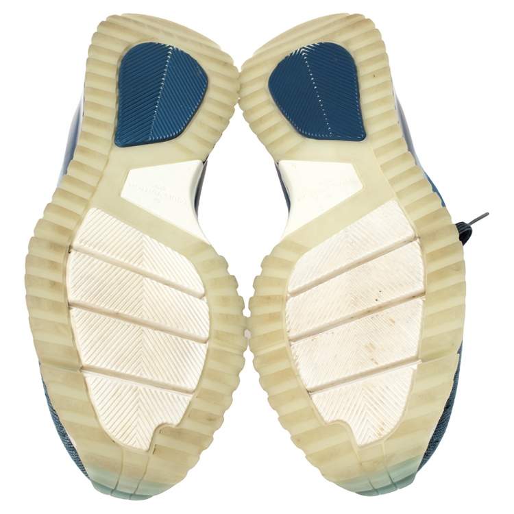 Pre Owned Louis Vuitton Blue Knit Fabric VNR Sneakers Size 41.5