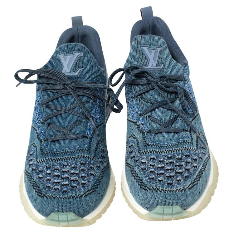 Pre Owned Louis Vuitton Blue Knit Fabric VNR Sneakers Size 41.5