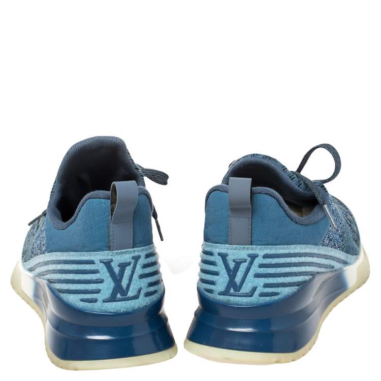Pre Owned Louis Vuitton Blue Knit Fabric VNR Sneakers Size 41.5