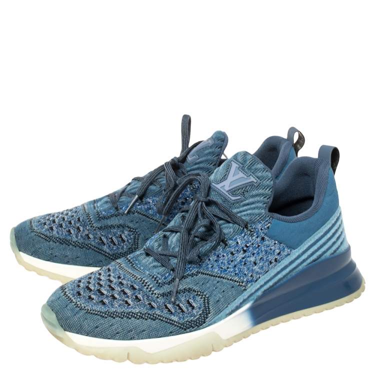 Pre Owned Louis Vuitton Blue Knit Fabric VNR Sneakers Size 41.5