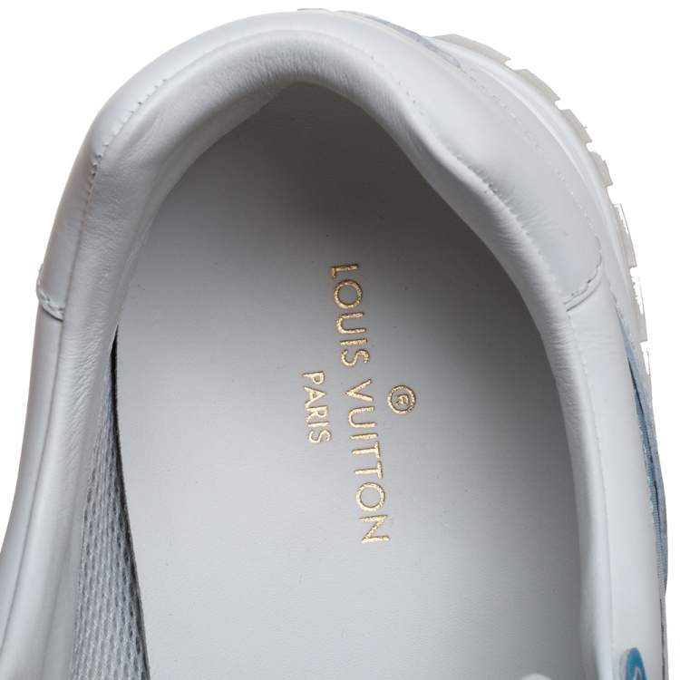 Pre Owned Louis Vuitton White Iridescent Leather And Technical Rubber Run Away Sneakers Size 45