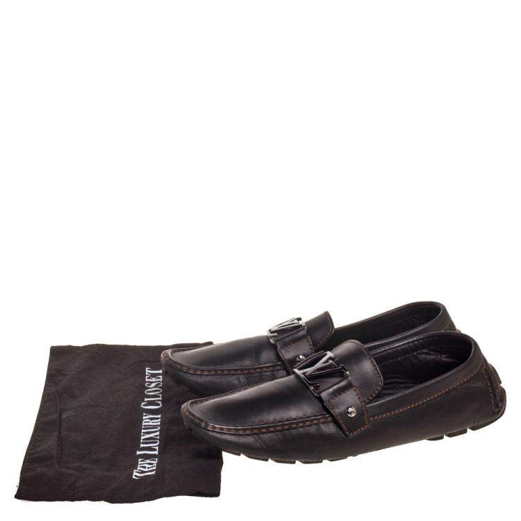 مملوكة مسبقًا Louis Vuitton Dark Brown Leather Monte Carlo Loafers Size 43