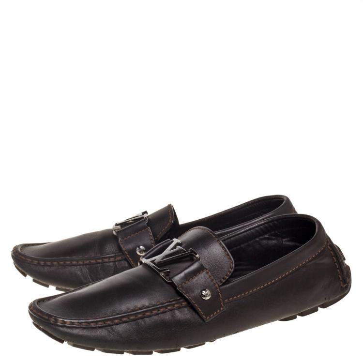 مملوكة مسبقًا Louis Vuitton Dark Brown Leather Monte Carlo Loafers Size 43