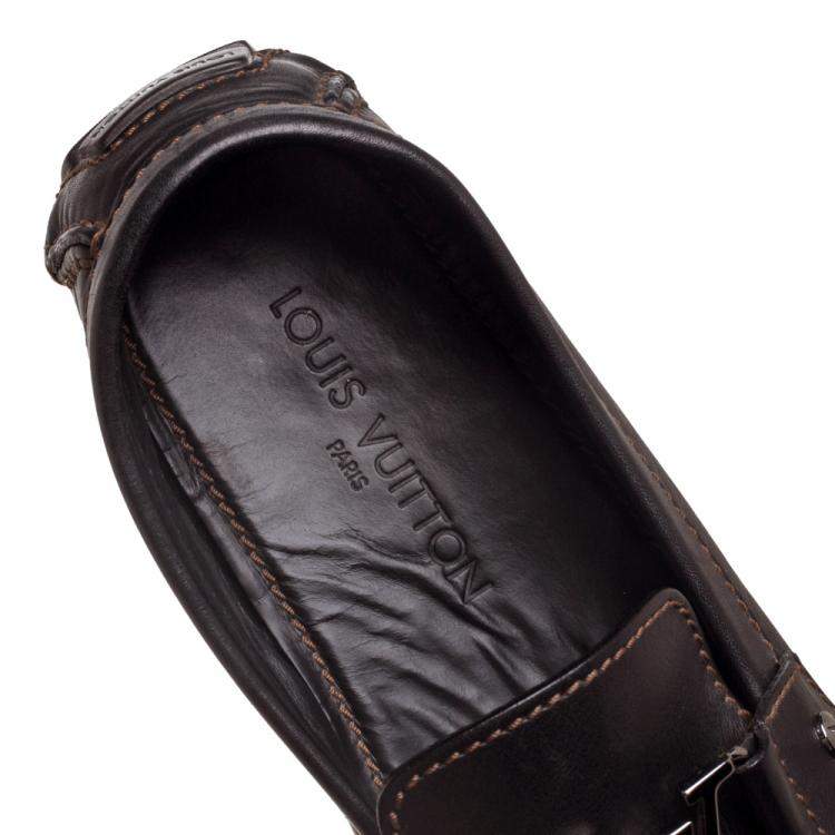 مملوكة مسبقًا Louis Vuitton Dark Brown Leather Monte Carlo Loafers Size 43