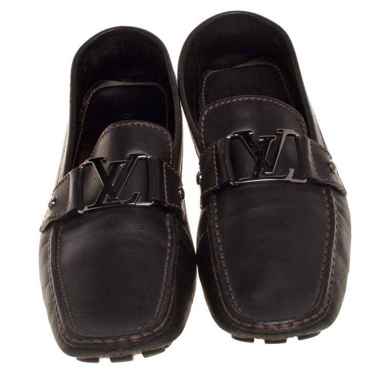 مملوكة مسبقًا Louis Vuitton Dark Brown Leather Monte Carlo Loafers Size 43