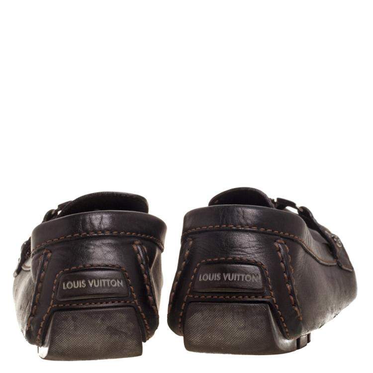 مملوكة مسبقًا Louis Vuitton Dark Brown Leather Monte Carlo Loafers Size 43