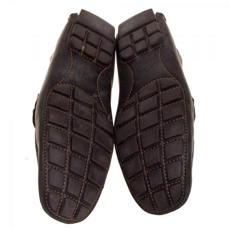 مملوكة مسبقًا Louis Vuitton Dark Brown Leather Monte Carlo Loafers Size 43